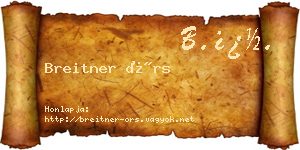 Breitner Örs névjegykártya